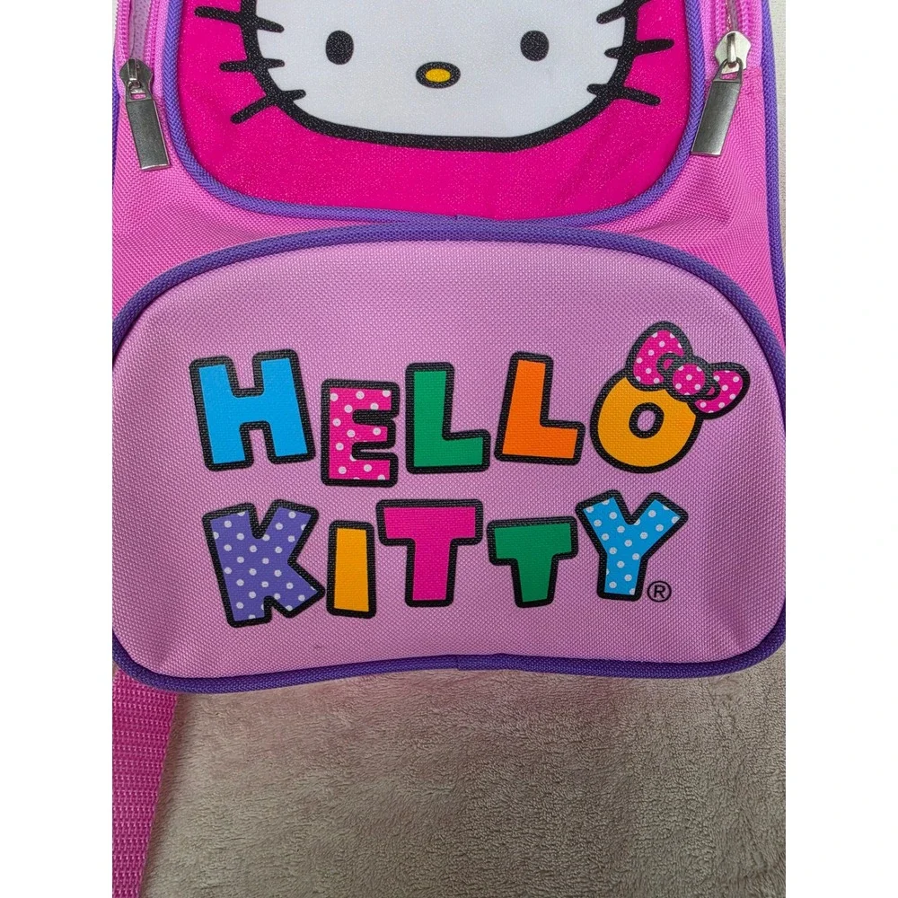 Hello Kitty Pink Backpack Sanrio Girls School Bag Multi Color Logo Graphic